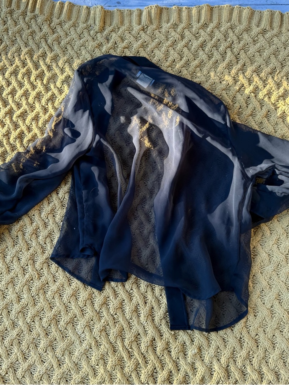 Vintage Mirrors Black Sheer Mesh Shirt Women's Size Large Beaded Buttons Goth 90 - Picture 7 of 7